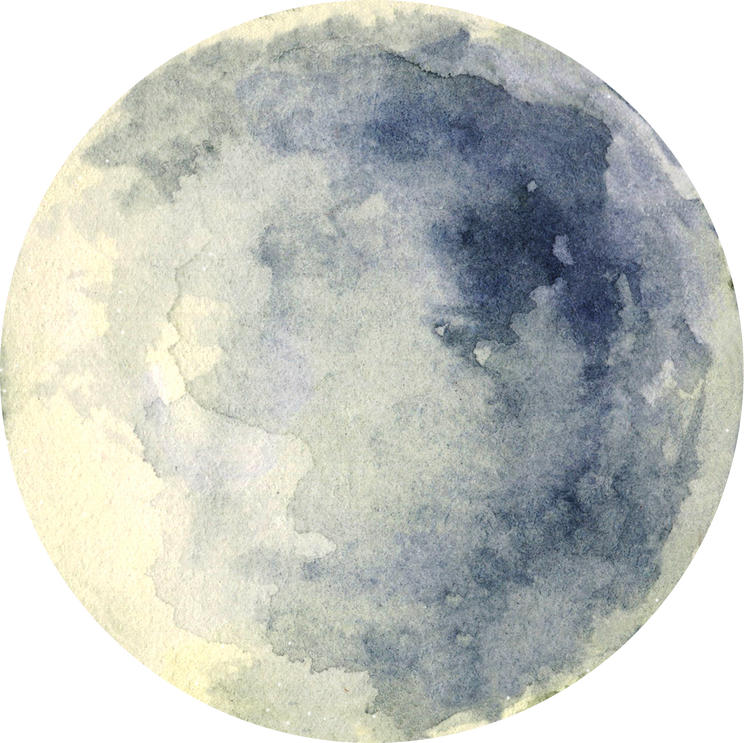 Watercolor Full Moon Illustration